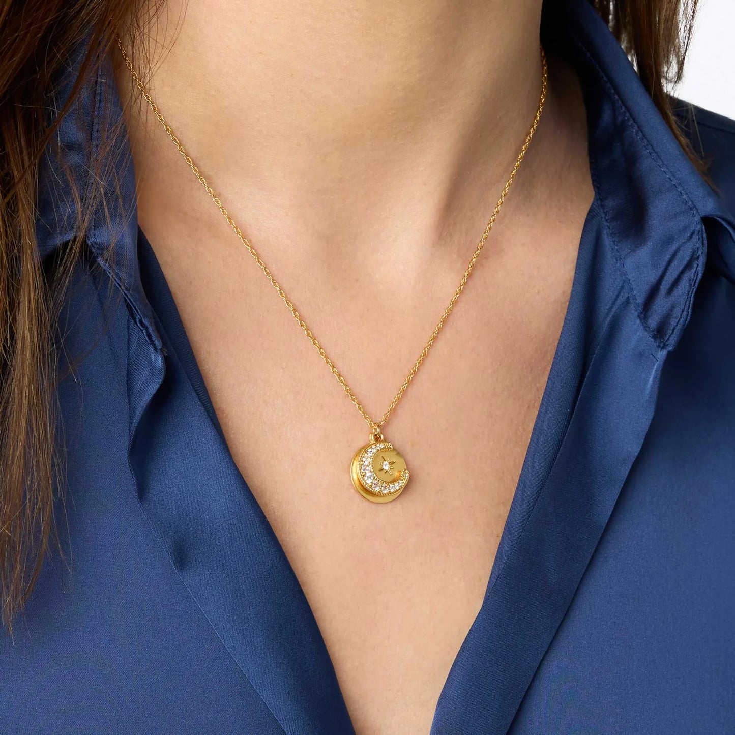 Julie Vos Luna Delicate Charm Necklace in Cubic Zirconia