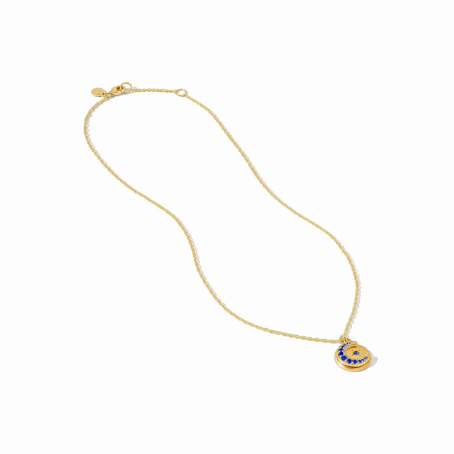 Julie Vos Luna Delicate Charm Necklace in Sapphire Blue CZ