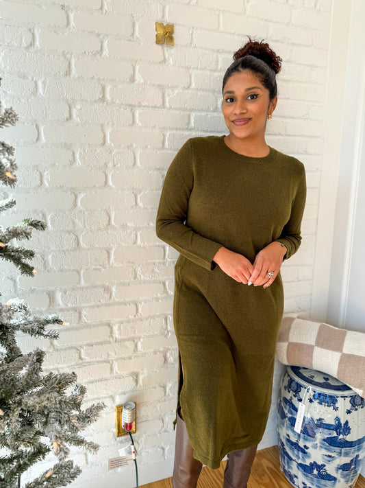 Olive Midi Sweater Dress