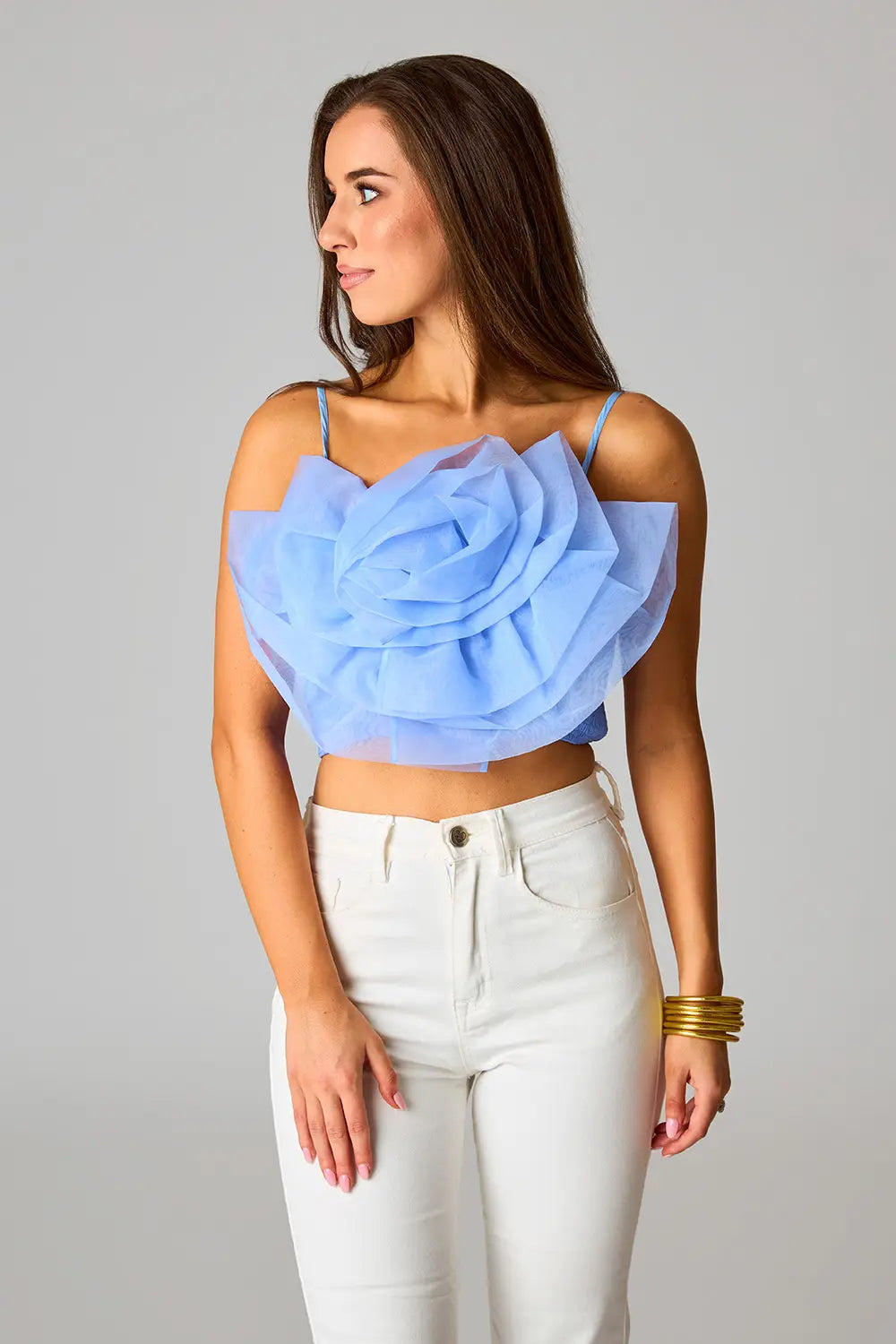 Petal Blue Cropped Tank Top
