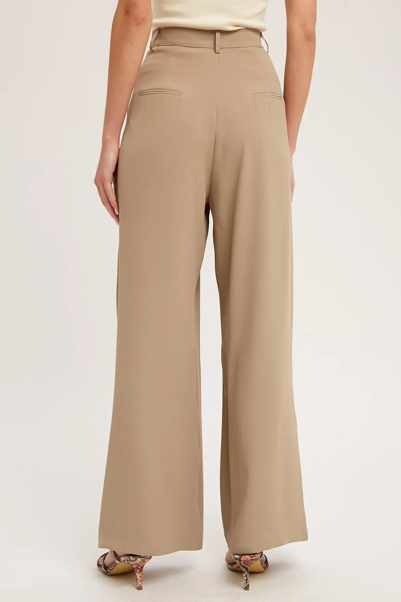 Mushroom Pintuck Wide Leg Pants