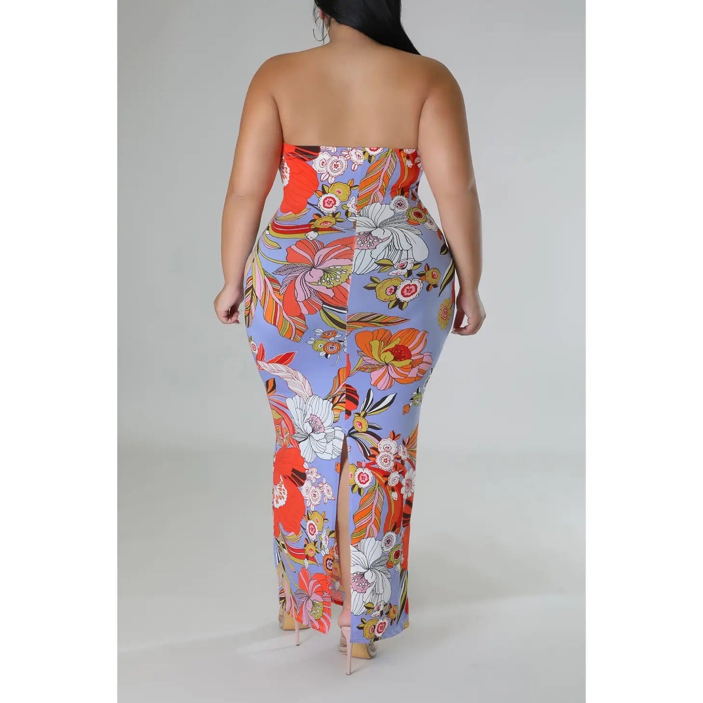 Floral Backless Curvy Fit Maxi Dress