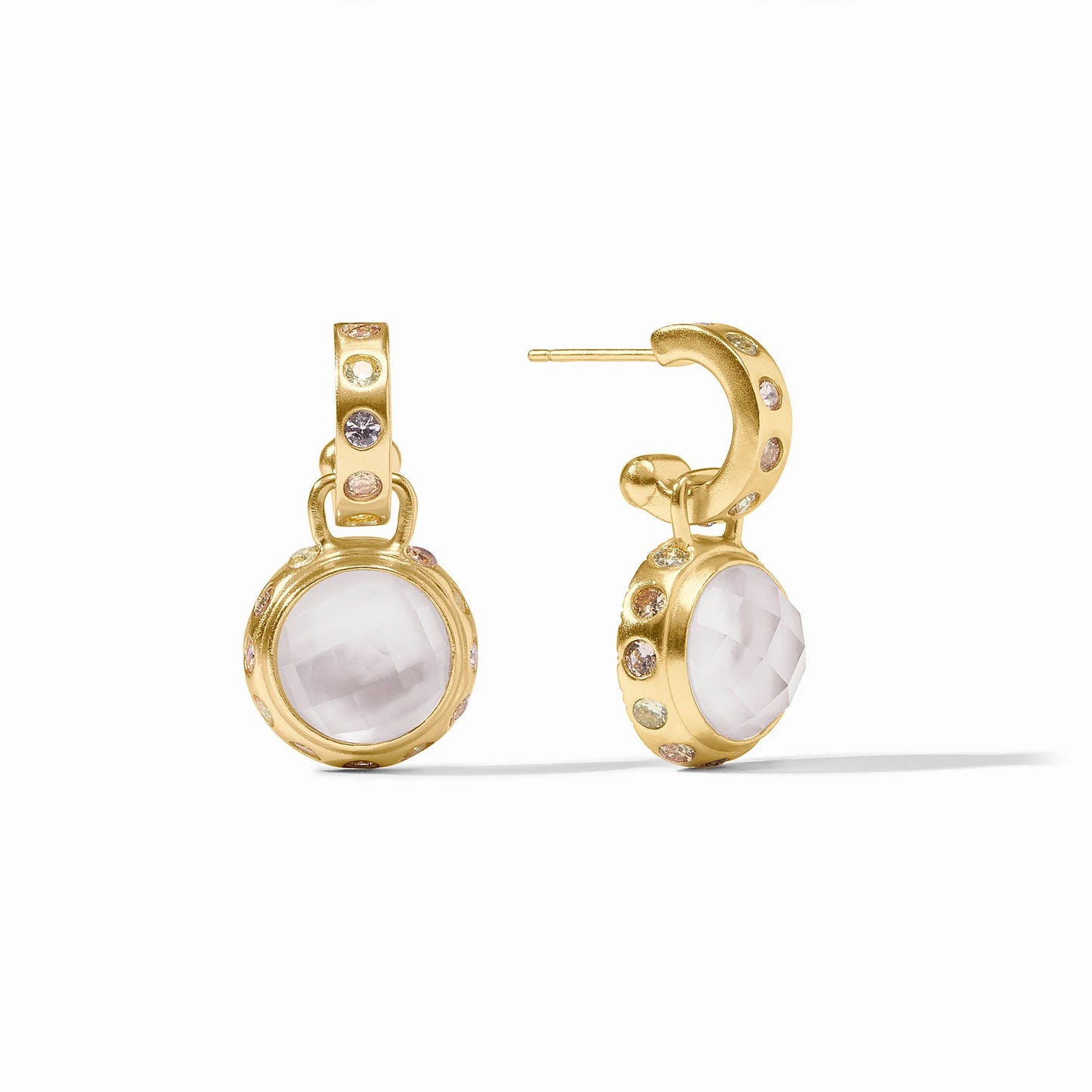 Julie Vos Rainbow Hoop & Charm Earring Iridescent Clear Crystal