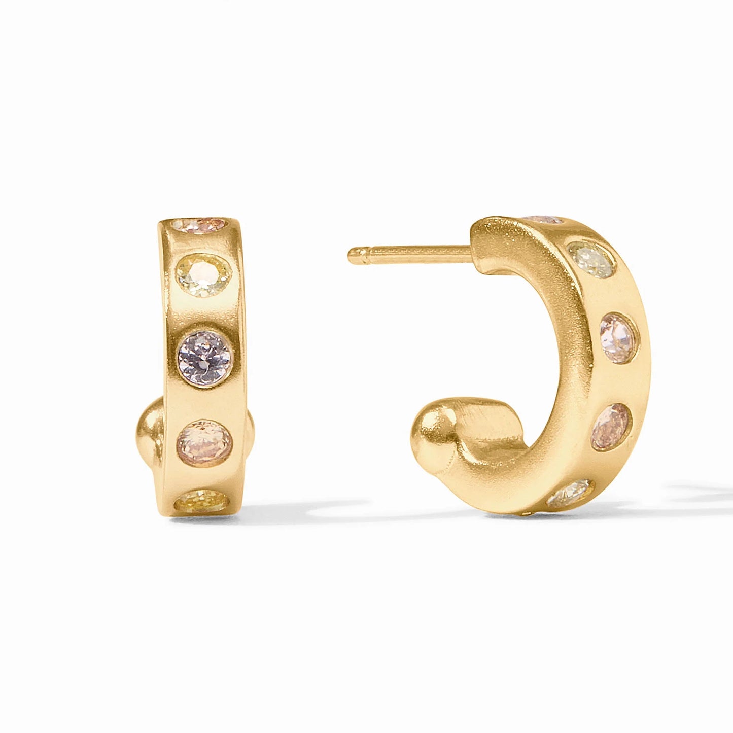 Julie Vos Rainbow Hoop & Charm Earring Iridescent Clear Crystal