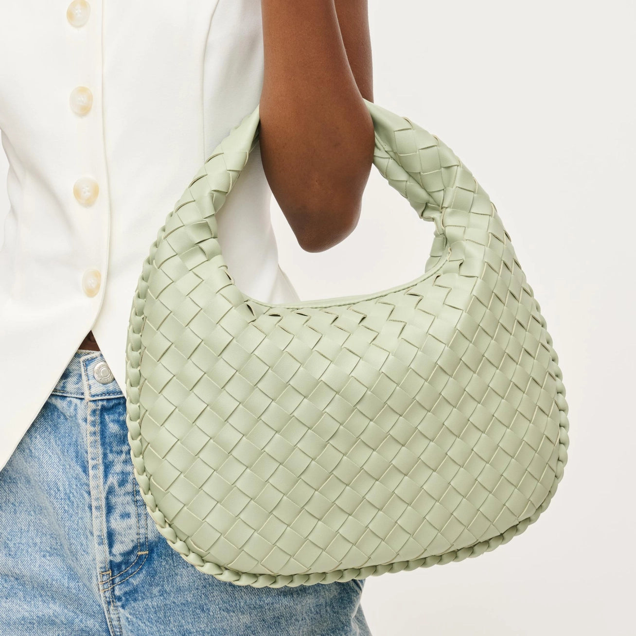 Sage Woven Shoulder Bag