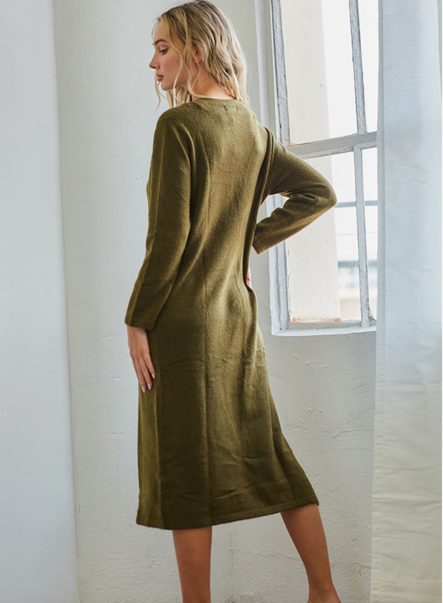 Olive Midi Sweater Dress