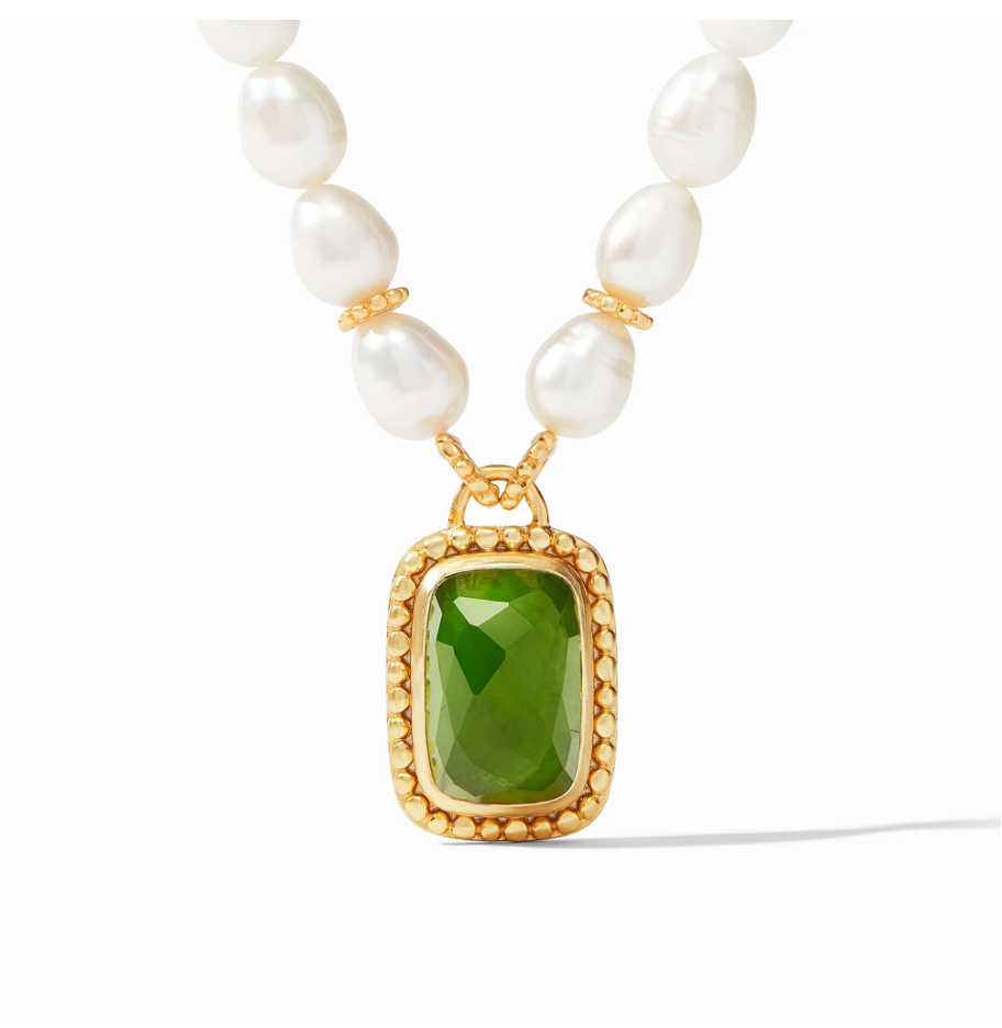 Julie Vos Iridescent Jade Green Marbella Statement Necklace