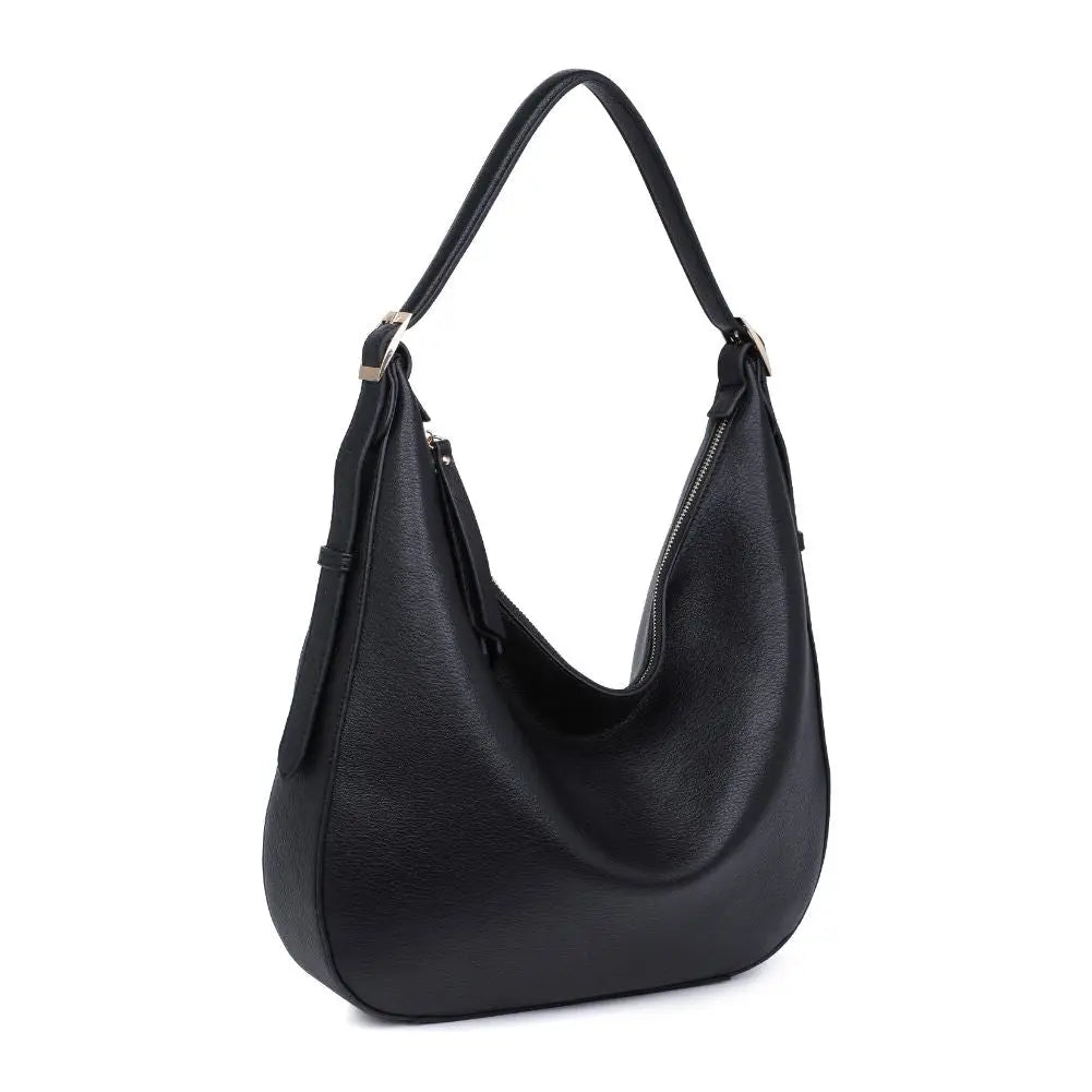 Black Stacy Vegan Leather Hobo Handbag