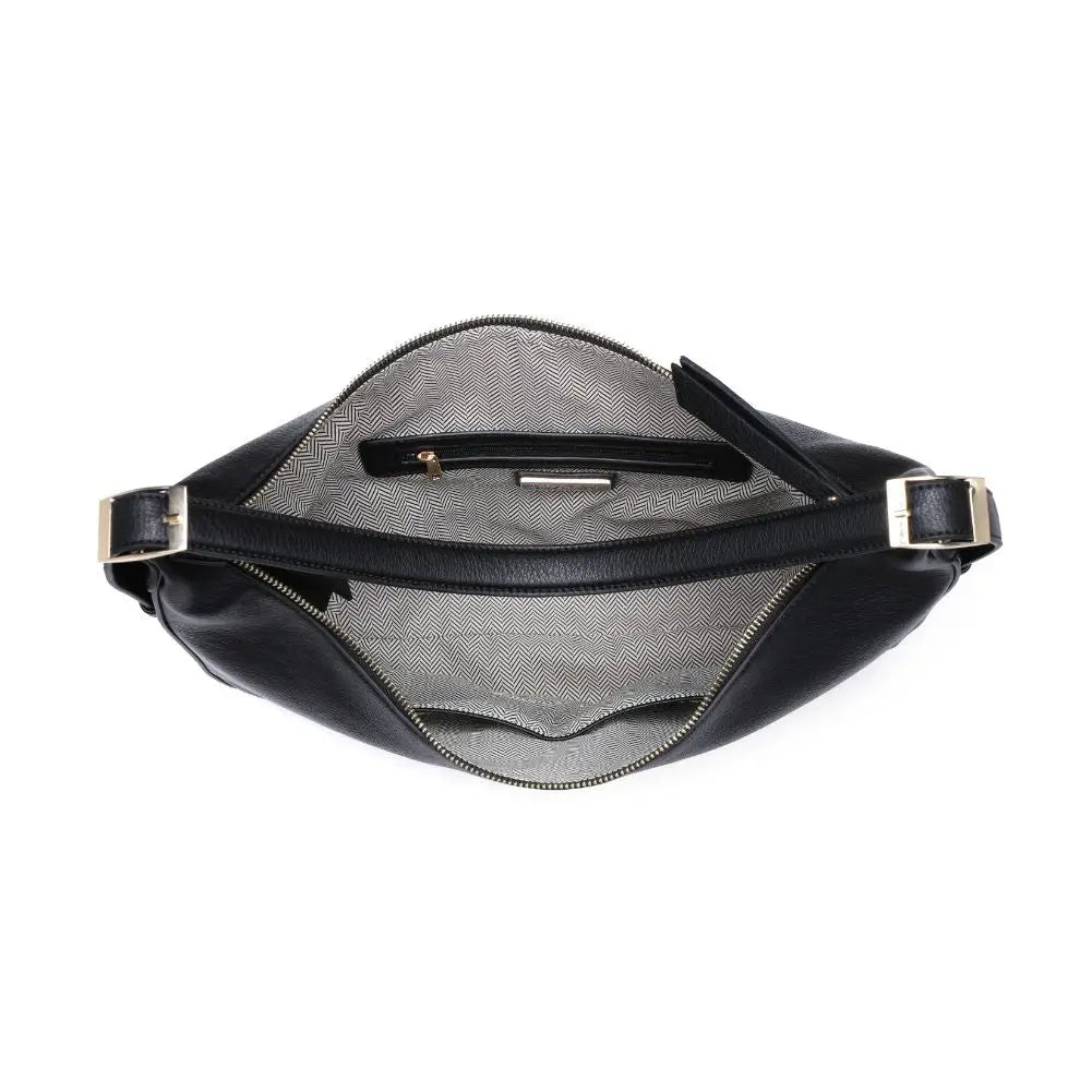 Black Stacy Vegan Leather Hobo Handbag