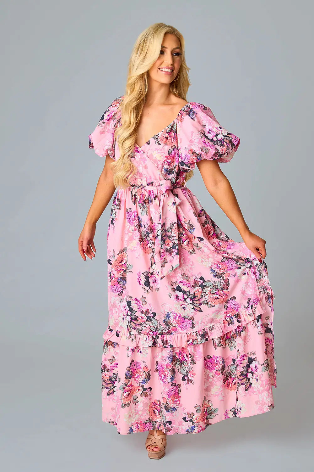 Bashful Pink Floral Maxi Dress