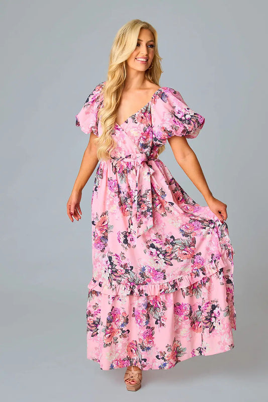 Bashful Pink Floral Maxi Dress
