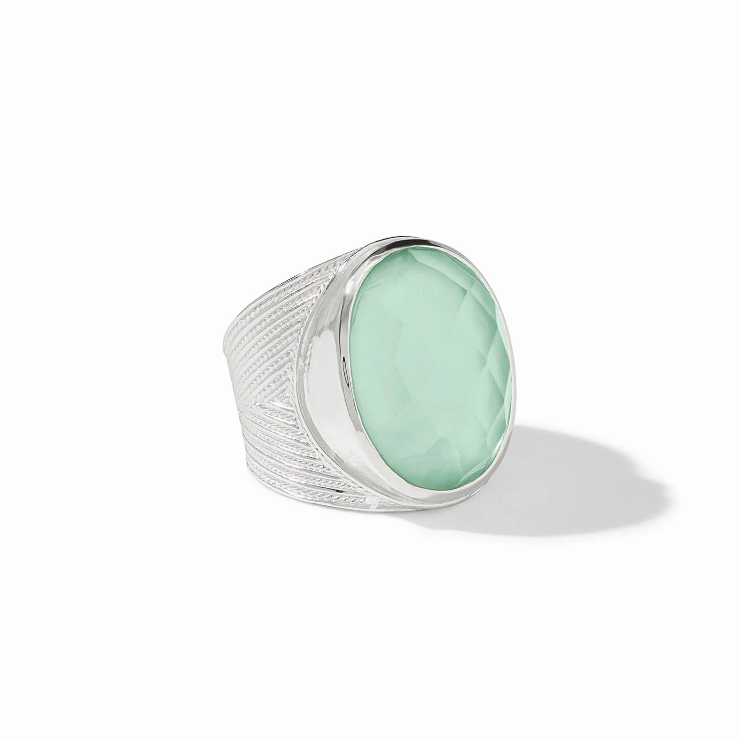 Julie Vos Verona Silver Statement Ring In Iridescent Aquamarine Blue