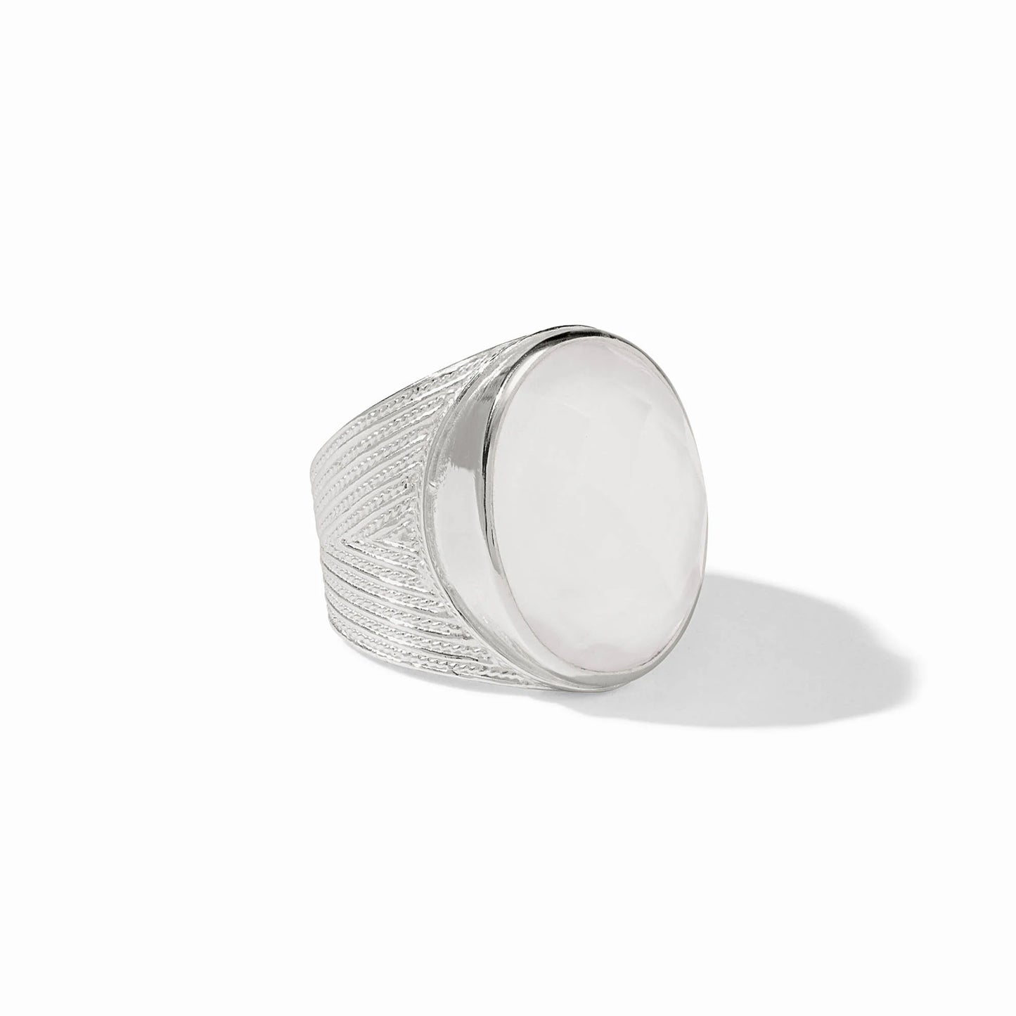 Julie Vos Verona Silver Statement Ring In Iridescent Clear Crystal