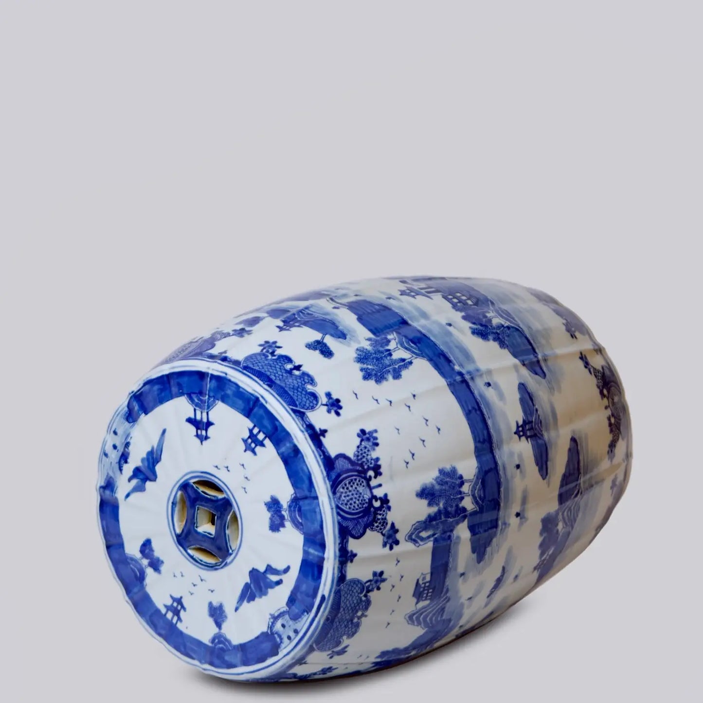 Willow Ware Blue & White Porcelain Garden Seat