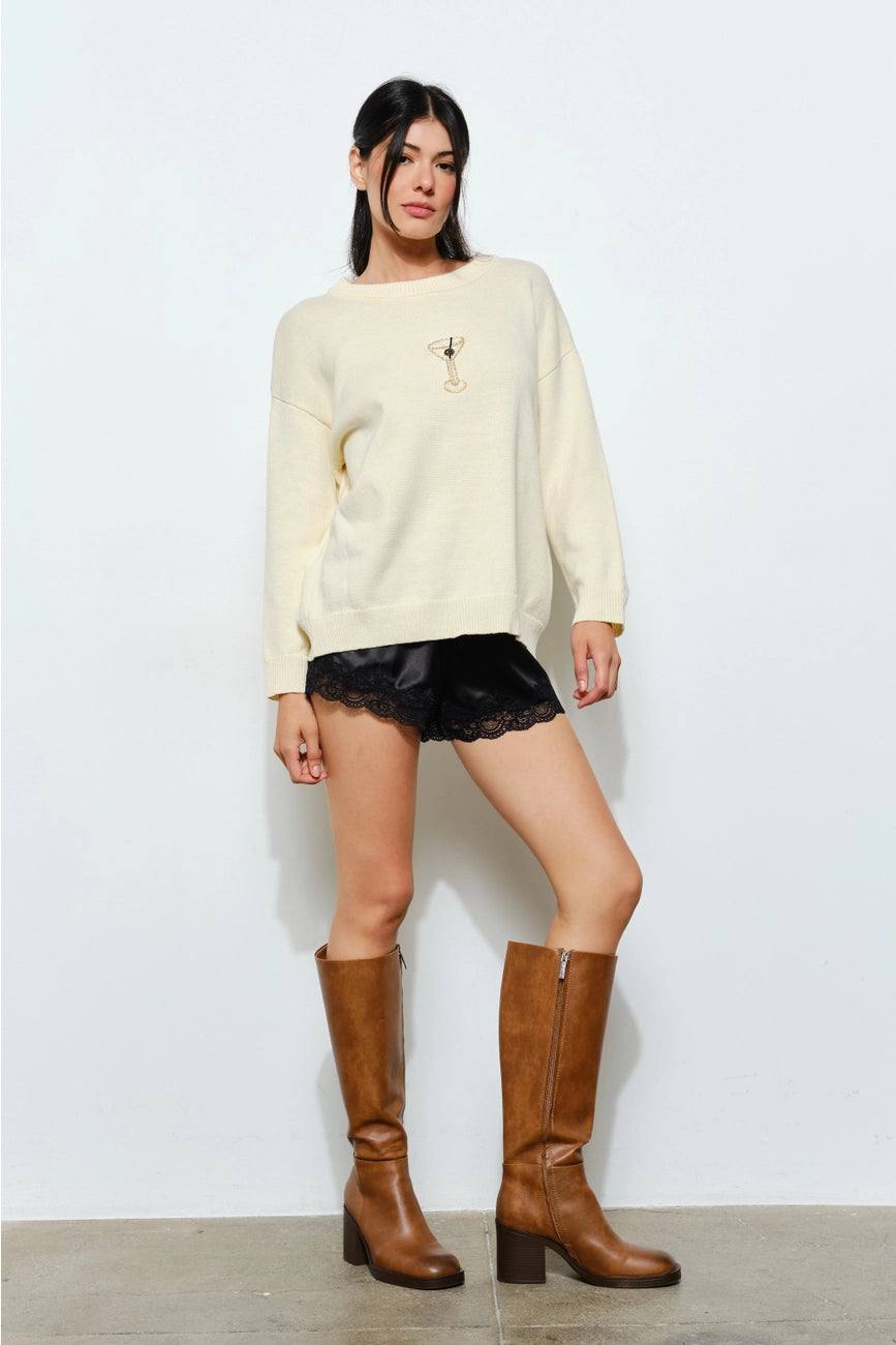 Beaded Martini Sweater