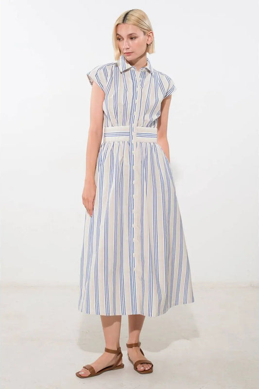 Blue and White Pin Stripe Sailor Dress