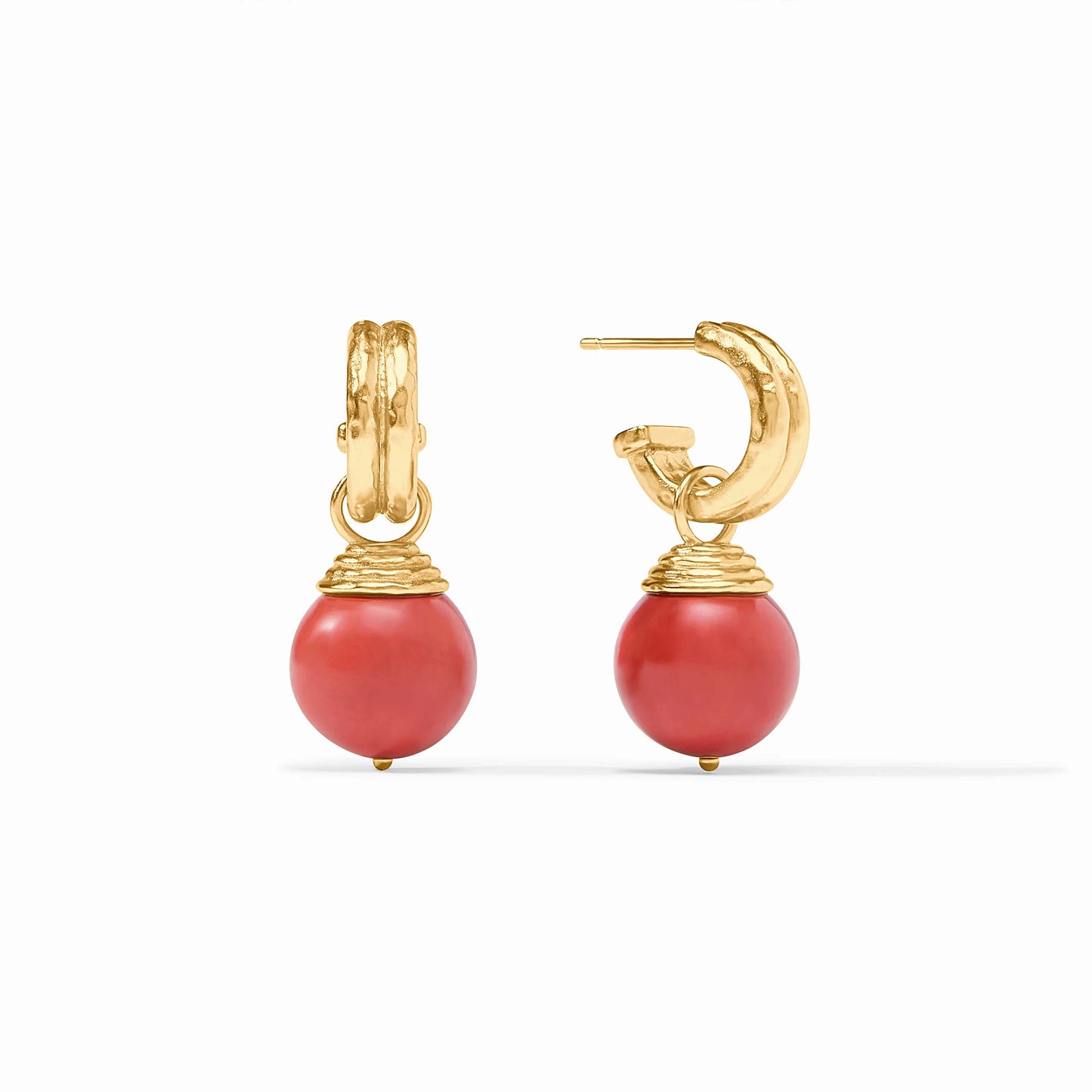 Julie Vos Bonbon Hoop & Charm Earring Coral Red