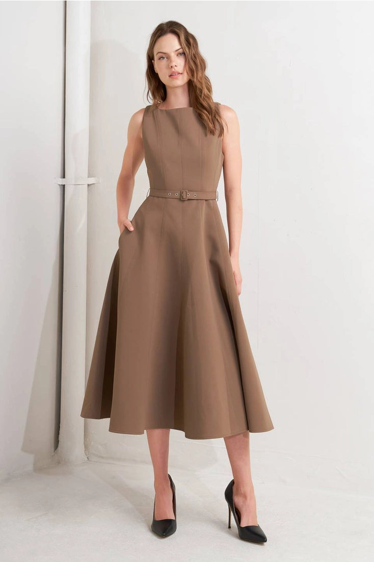 formal brown midi dress Lilla Cavallo | Brown Midi Dress