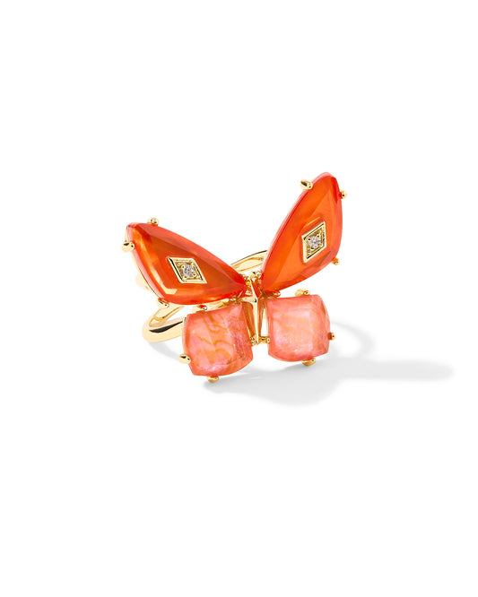 Kendra Scott Butterfly Ring Gold Orange Mix