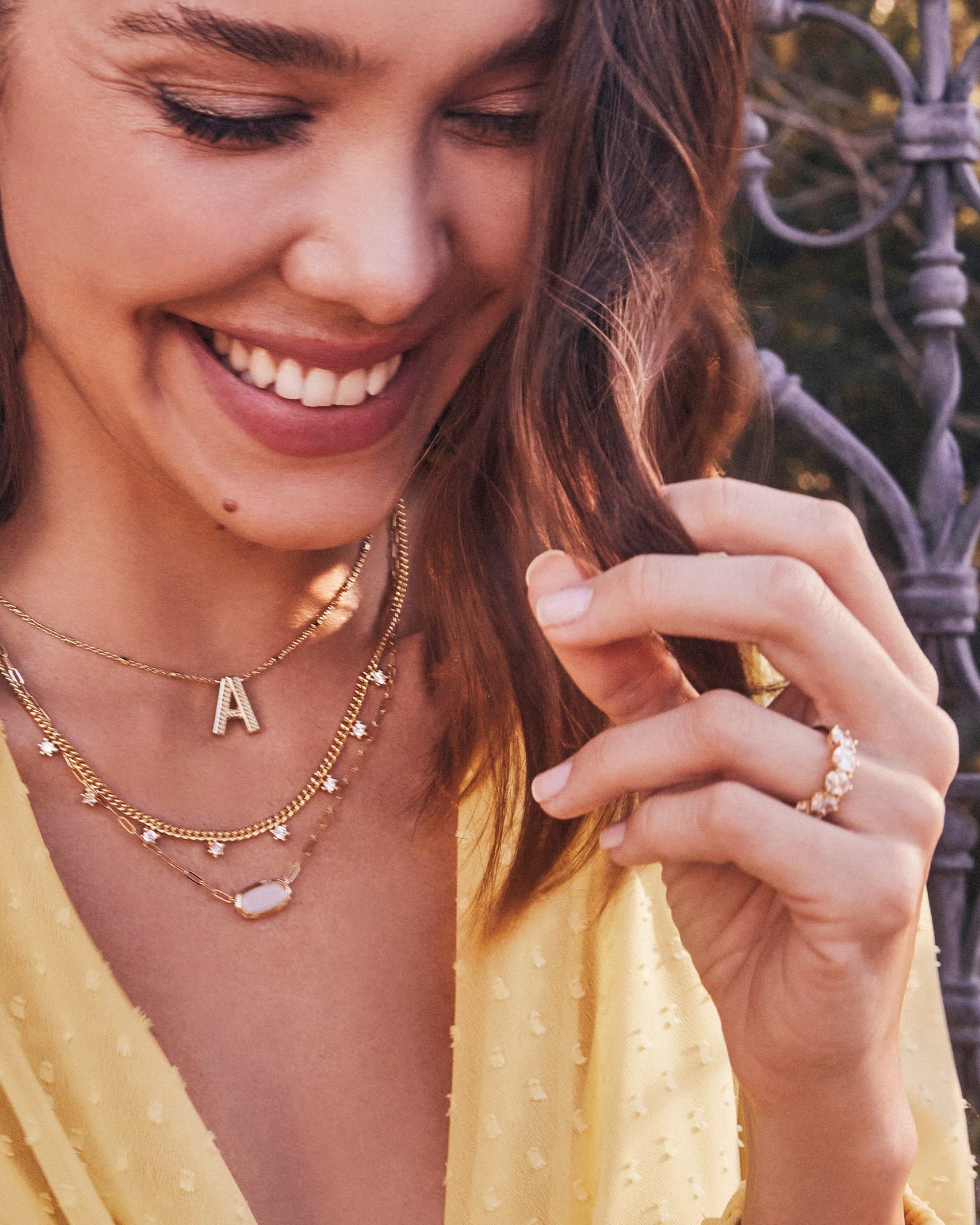 Kendra Scott Cailin Gold Crystal Band Ring in White Crystal