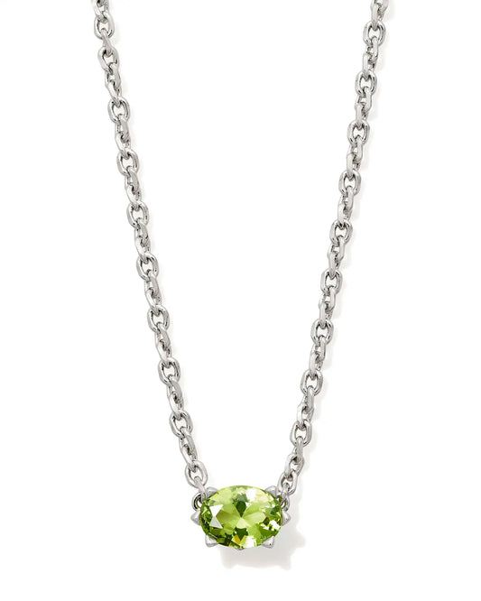 Kendra Scott Cailin Crystal Pendant Necklace Silver Green Peridot Crystal