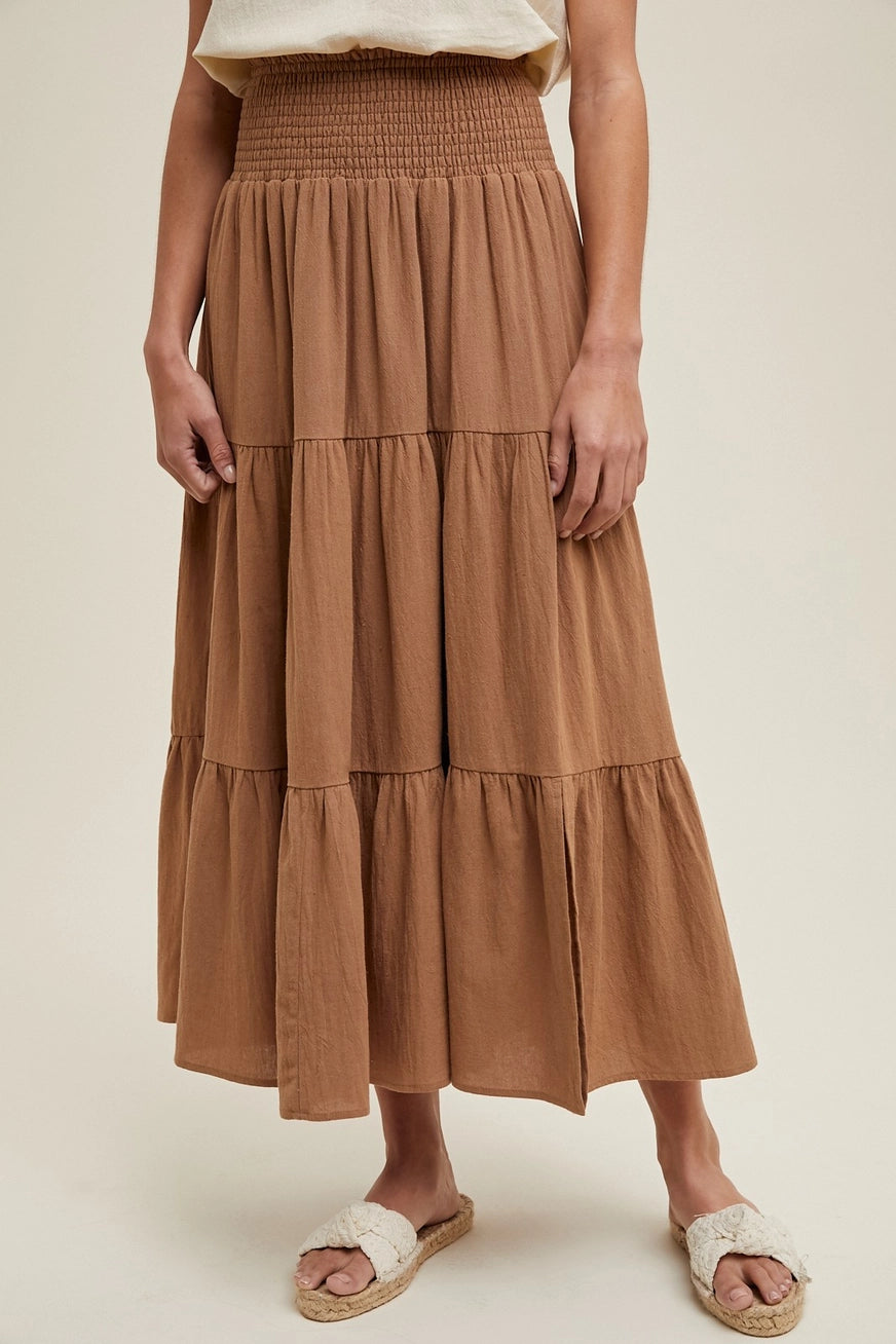 Camel Tiered Skirt
