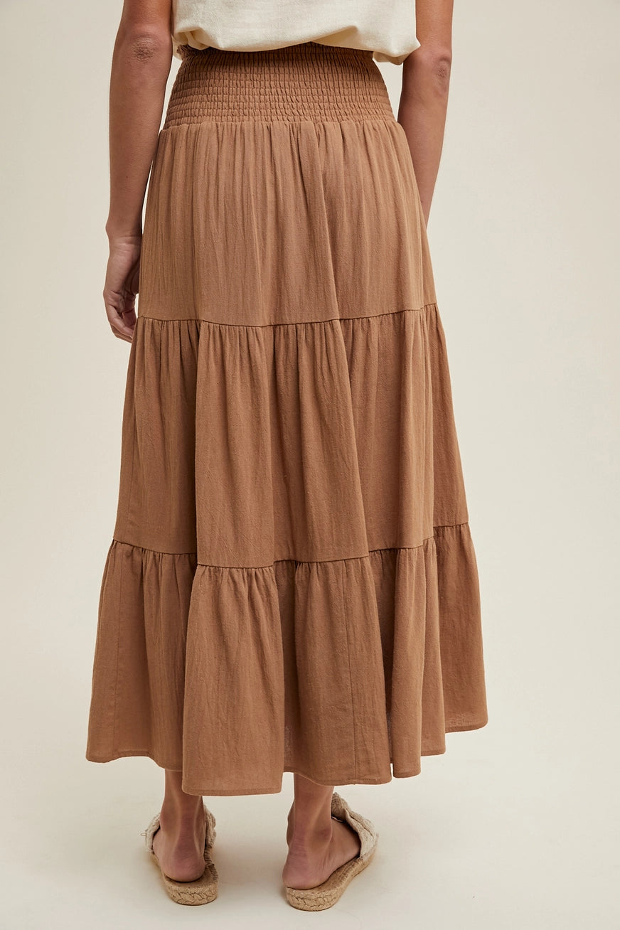 Camel Tiered Skirt