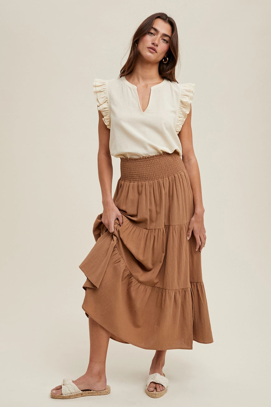 Camel Tiered Skirt