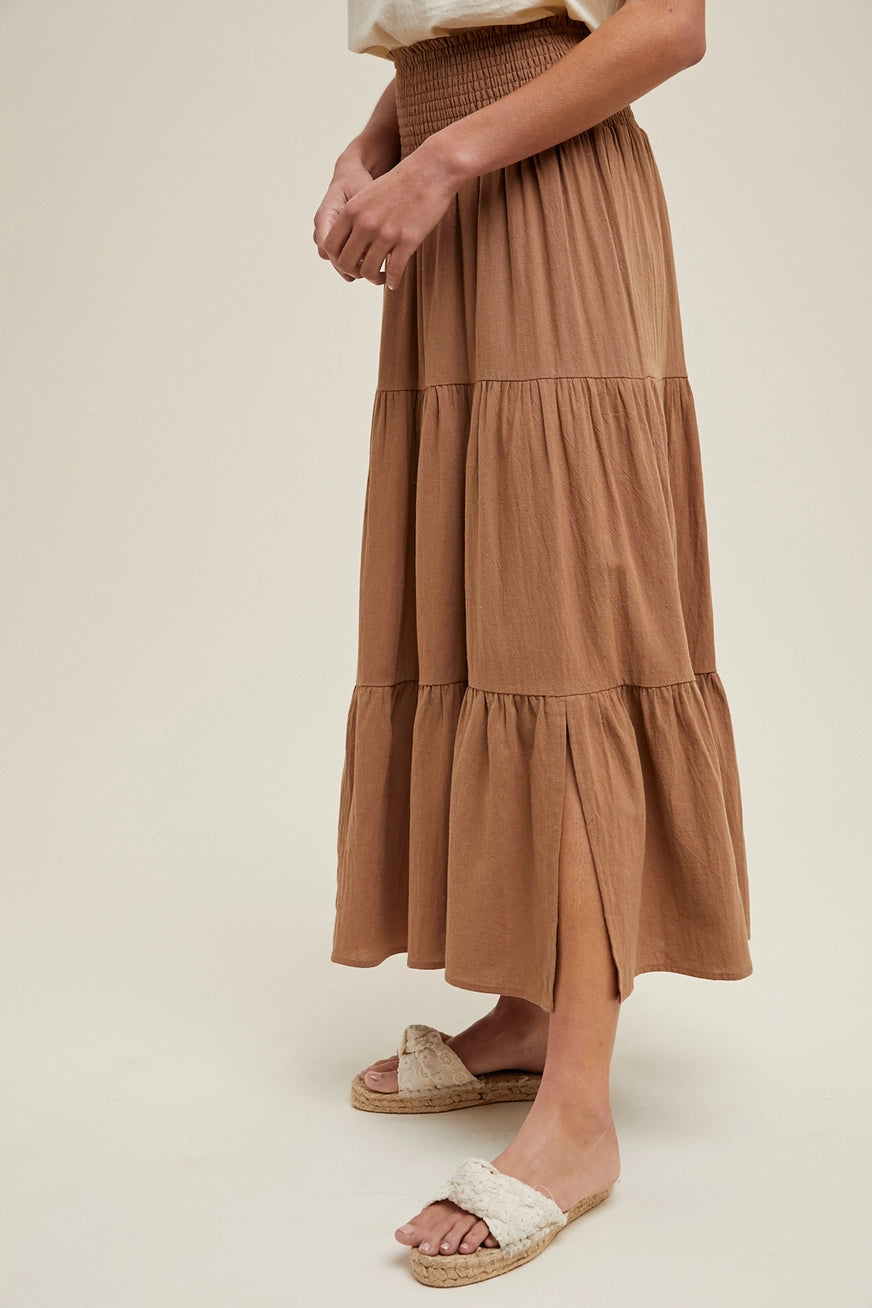 Camel Tiered Skirt
