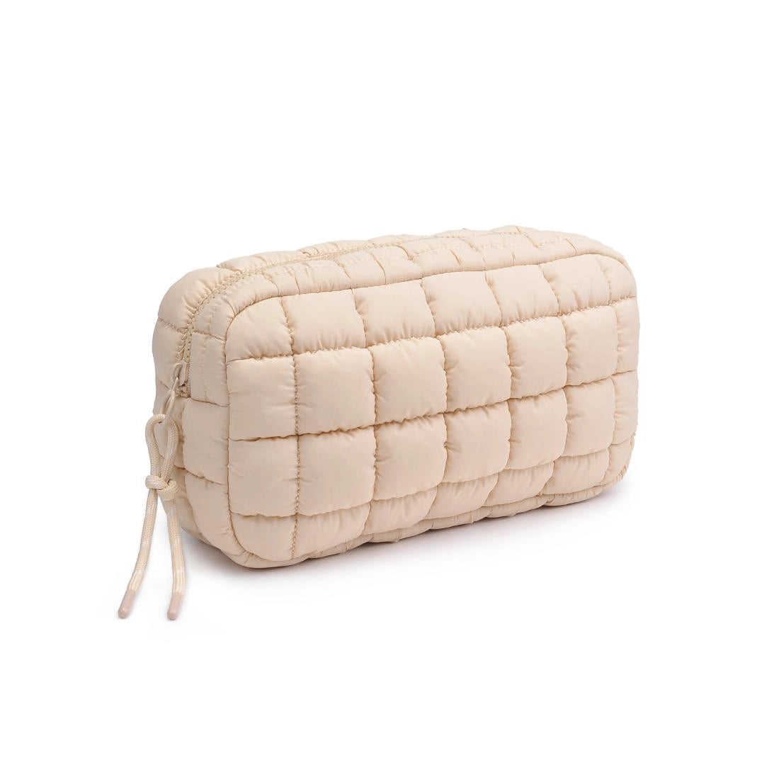 Cream Quilted Travel Pouch