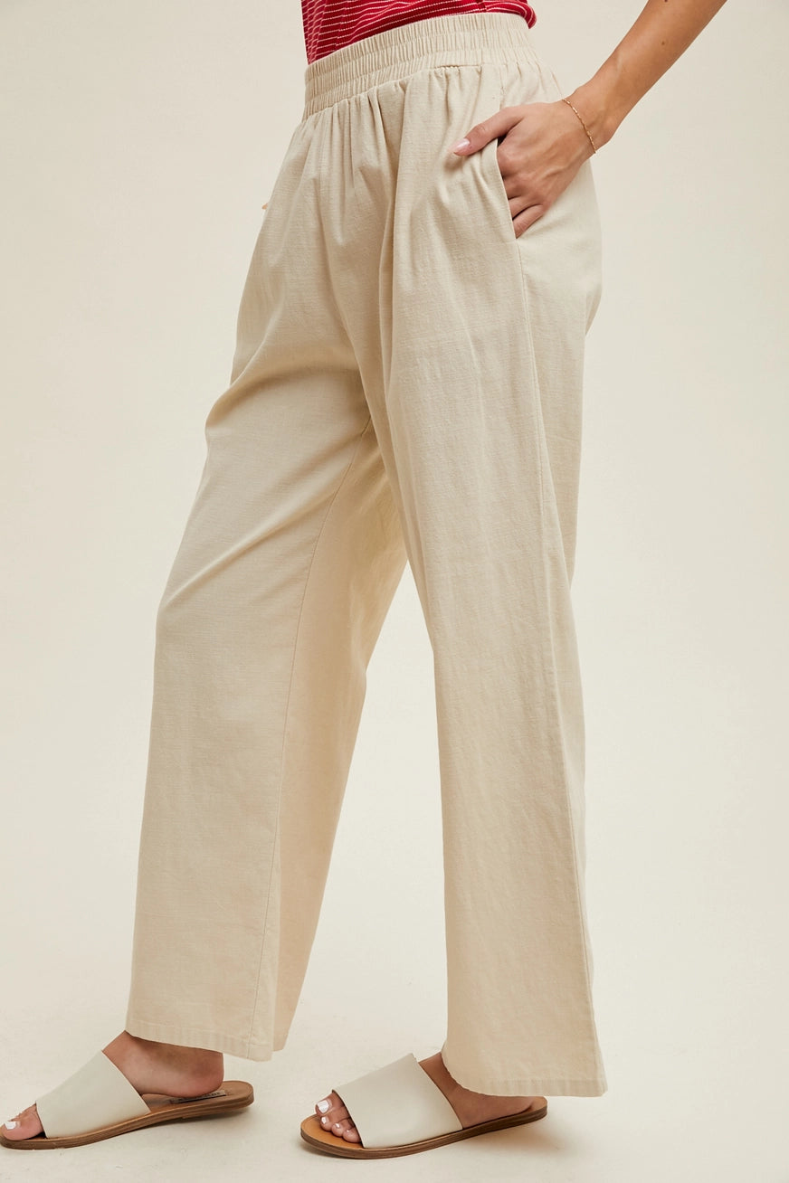 Cream Cotton Crop Pants