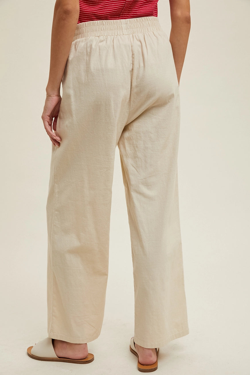 Cream Cotton Crop Pants