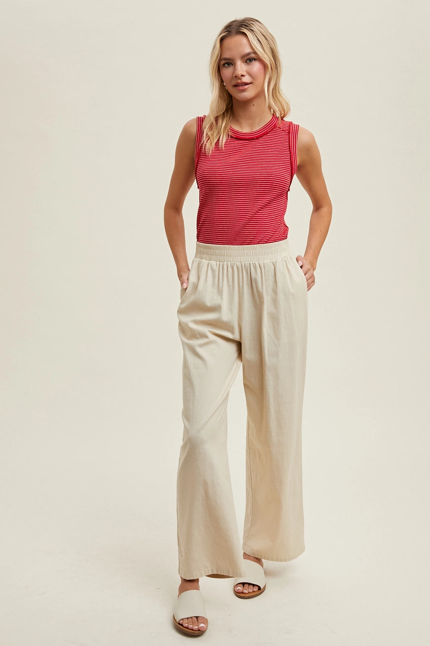 Cream Cotton Crop Pants