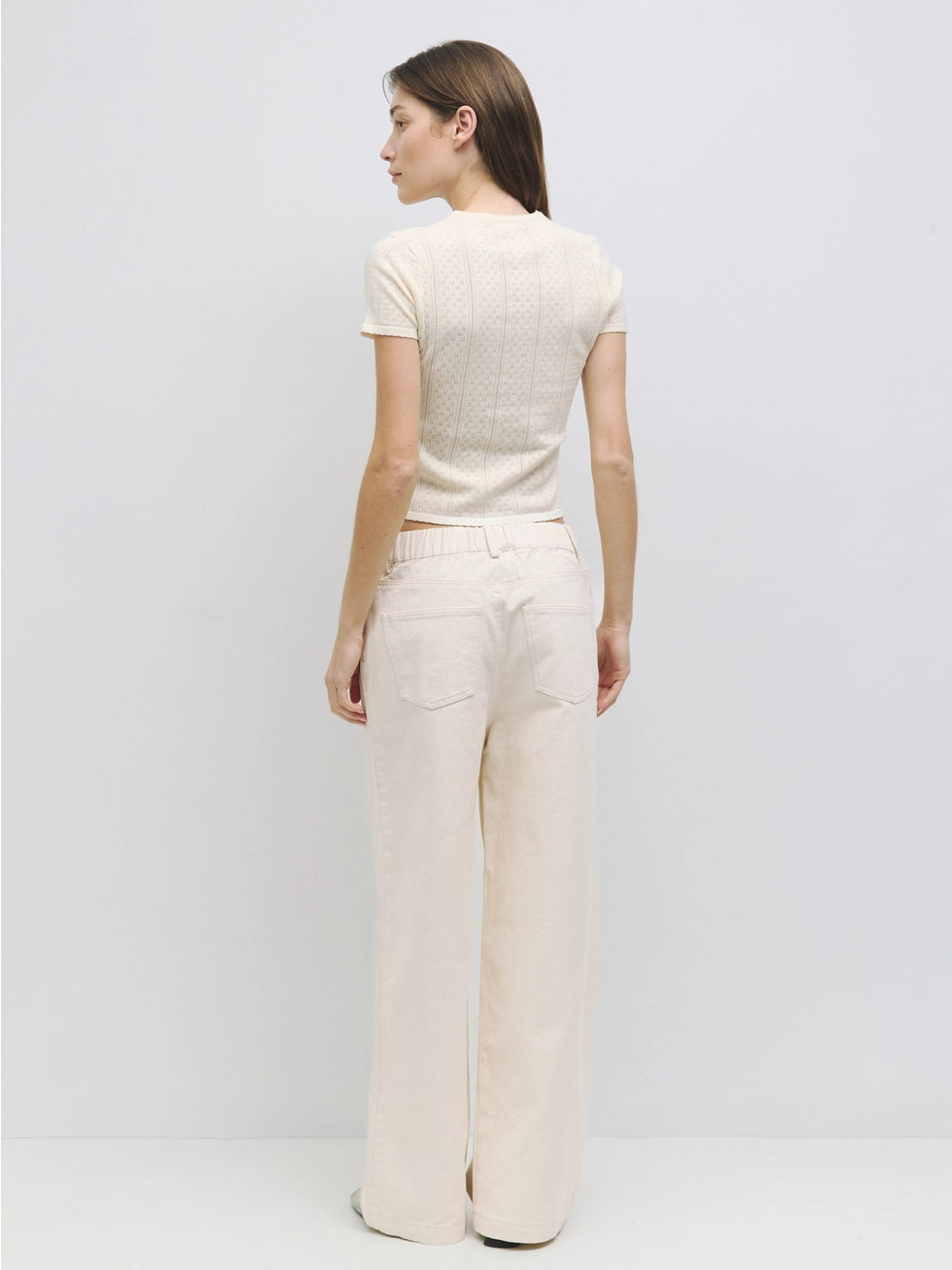 Cream Pointelle Top