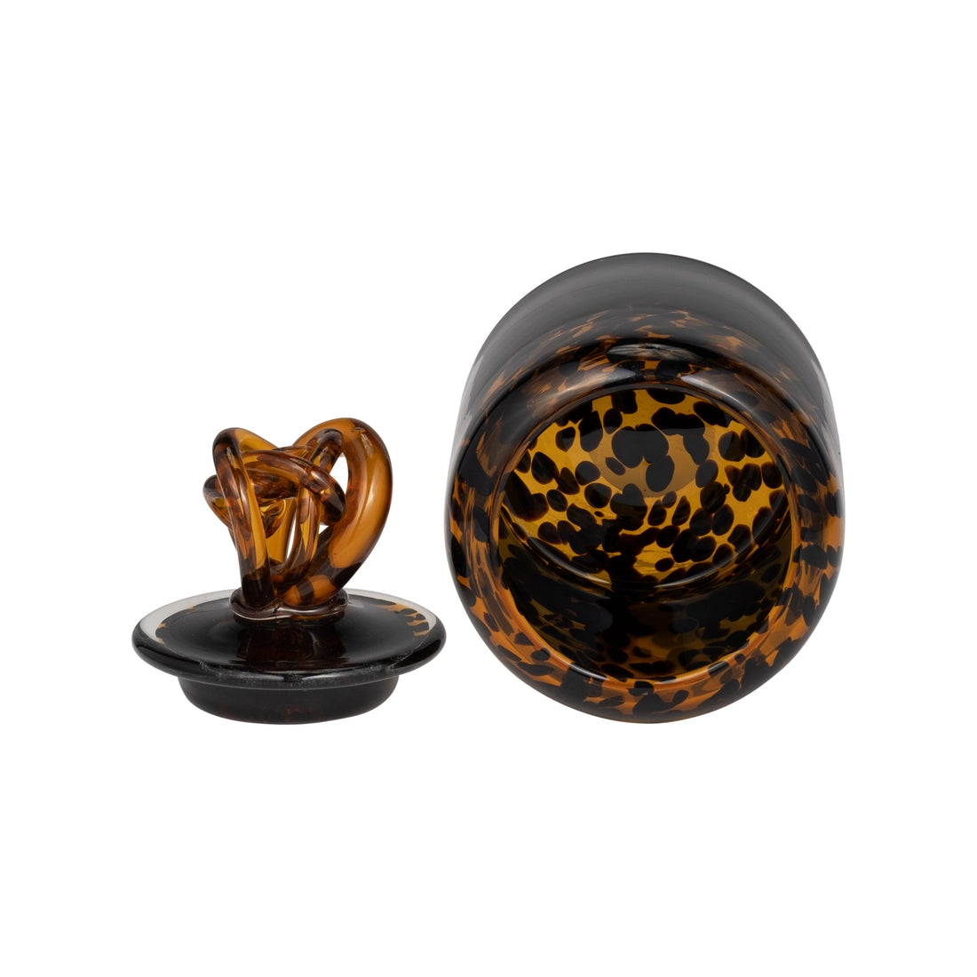 Orange Glass Knot Lid Decorative Jar