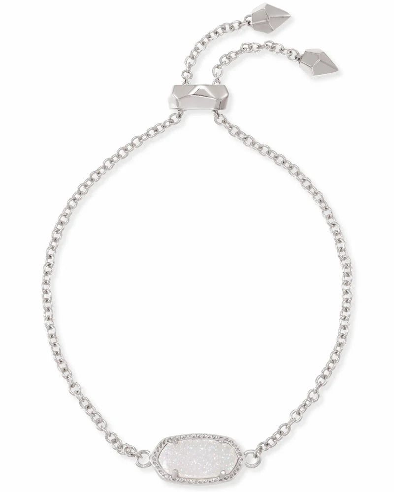 Kendra Scott Elaina Silver Adjustable Chain Bracelet in Iridescent Drusy
