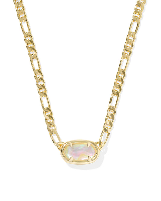 Kendra Scott Elisa Figaro Chain Short Pendant Necklace Gold Iridescent Abalone