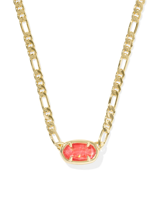 Kendra Scott Elisa Figaro Chain Short Pendant Necklace Gold Papaya Iridescent Mother of Pearl