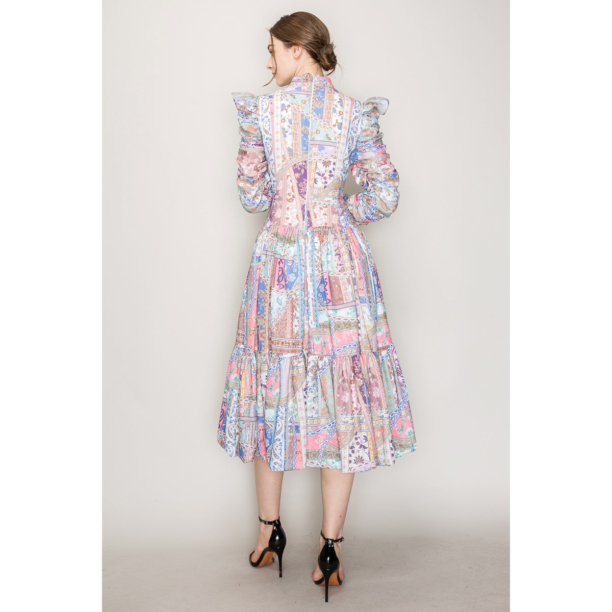 Pastel High Neck Party Dress