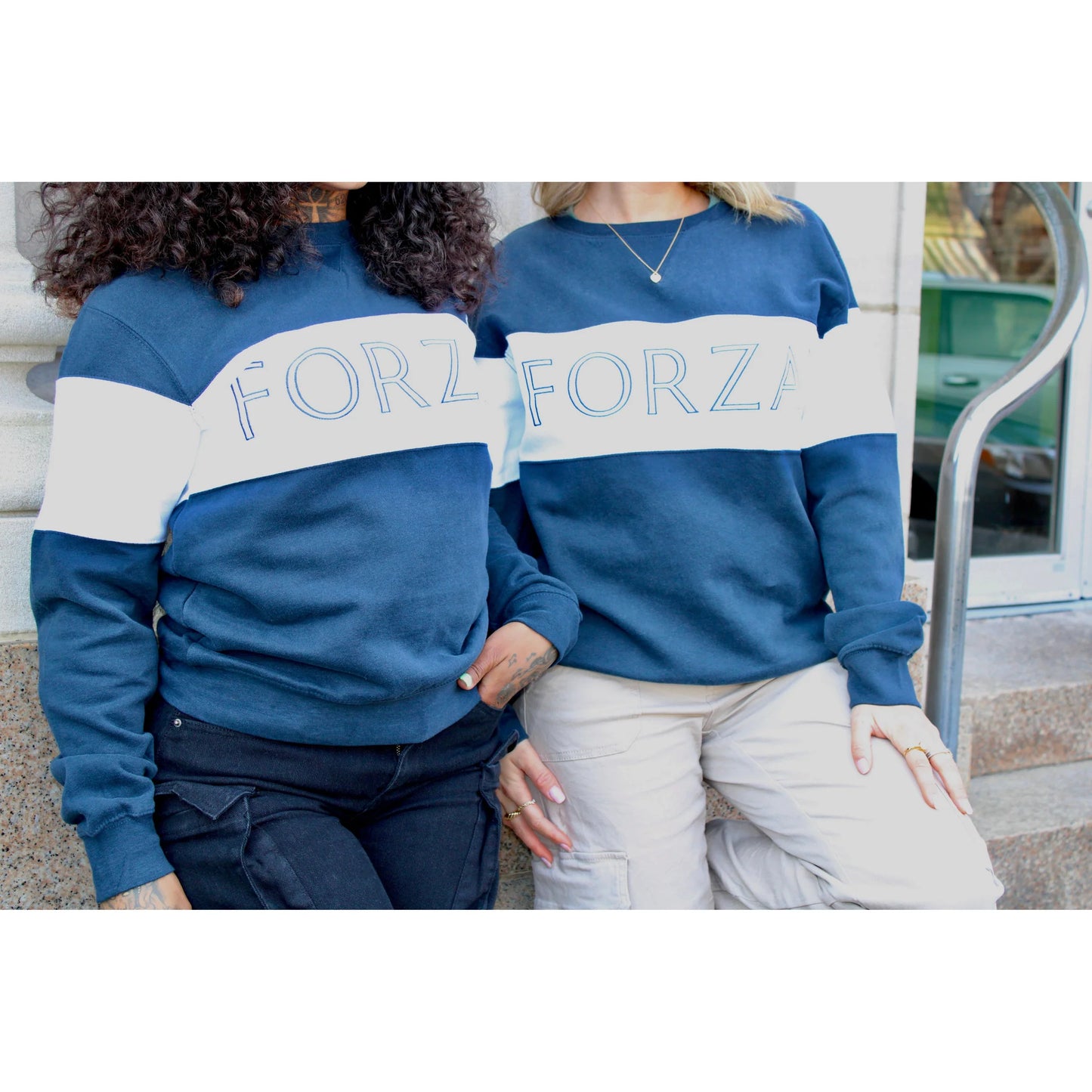 FORZA Navy Stripe Crewneck Sweatshirt