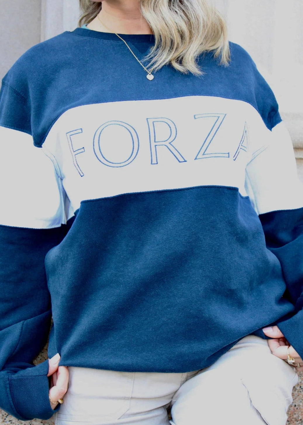 FORZA Navy Stripe Crewneck Sweatshirt