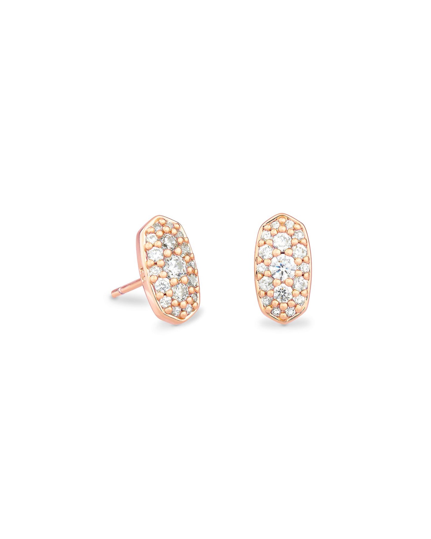 Kendra Scott Grayson Crystal Stud Earring Rose Gold Metal White CZ