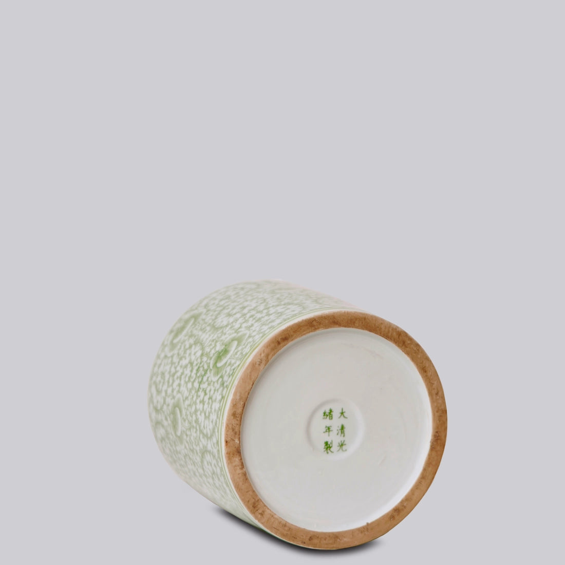 Green and White Porcelain Scrolling Peony Cachepot