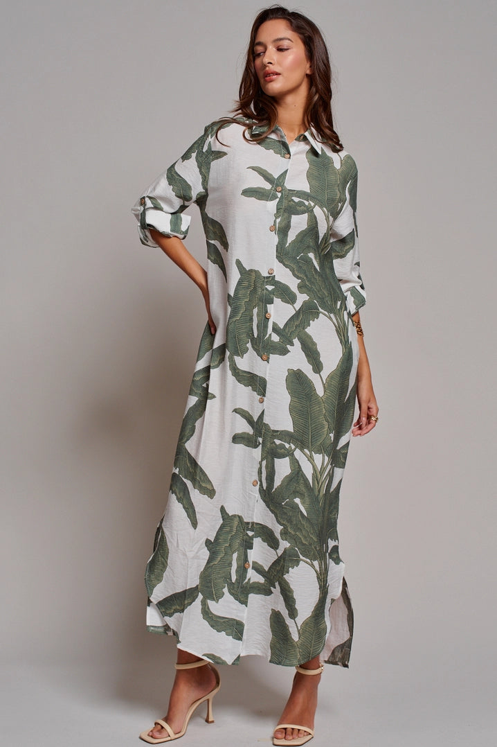 Green Tropical Palm Dress