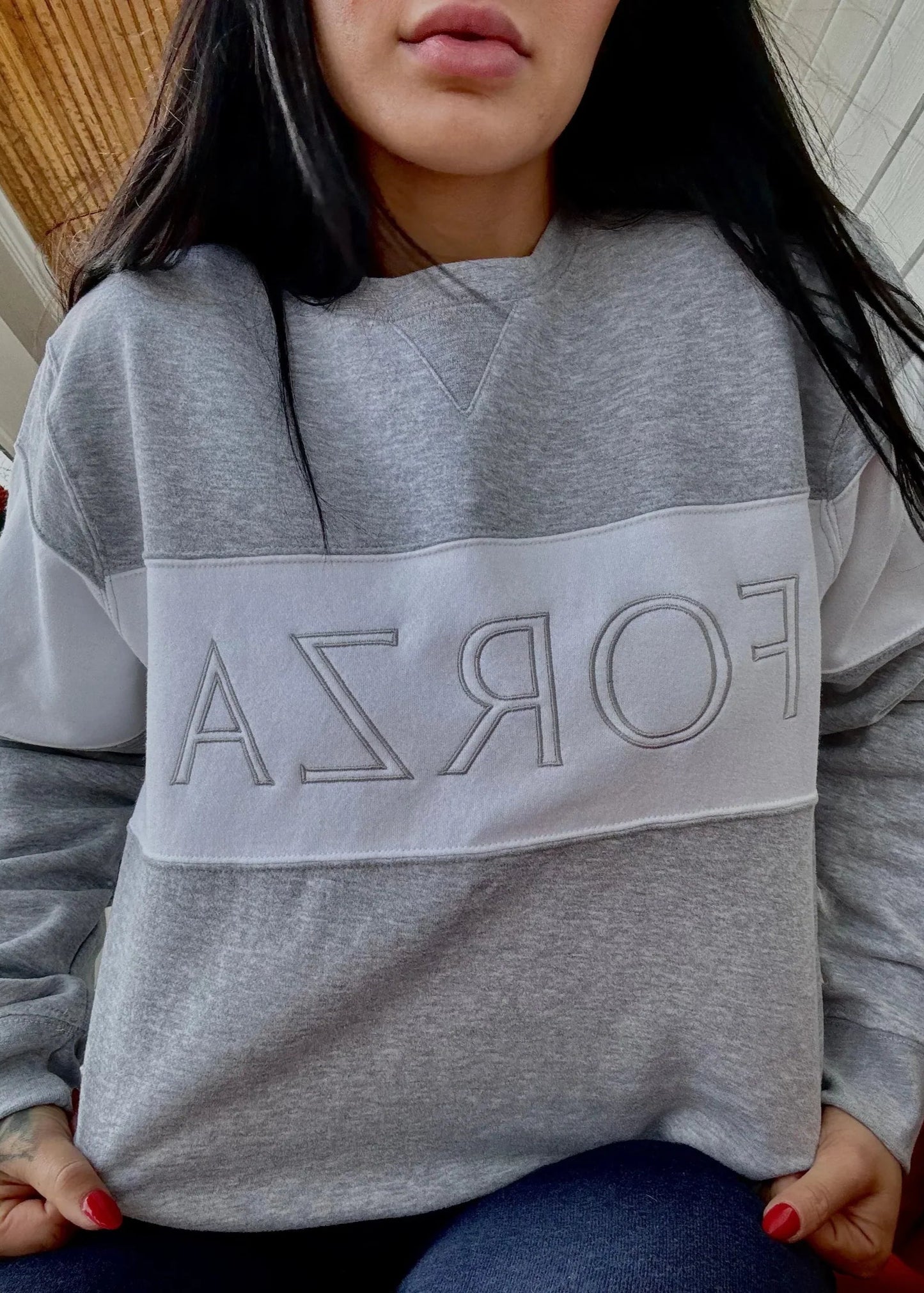 FORZA Grey Stripe Crewneck Sweatshirt