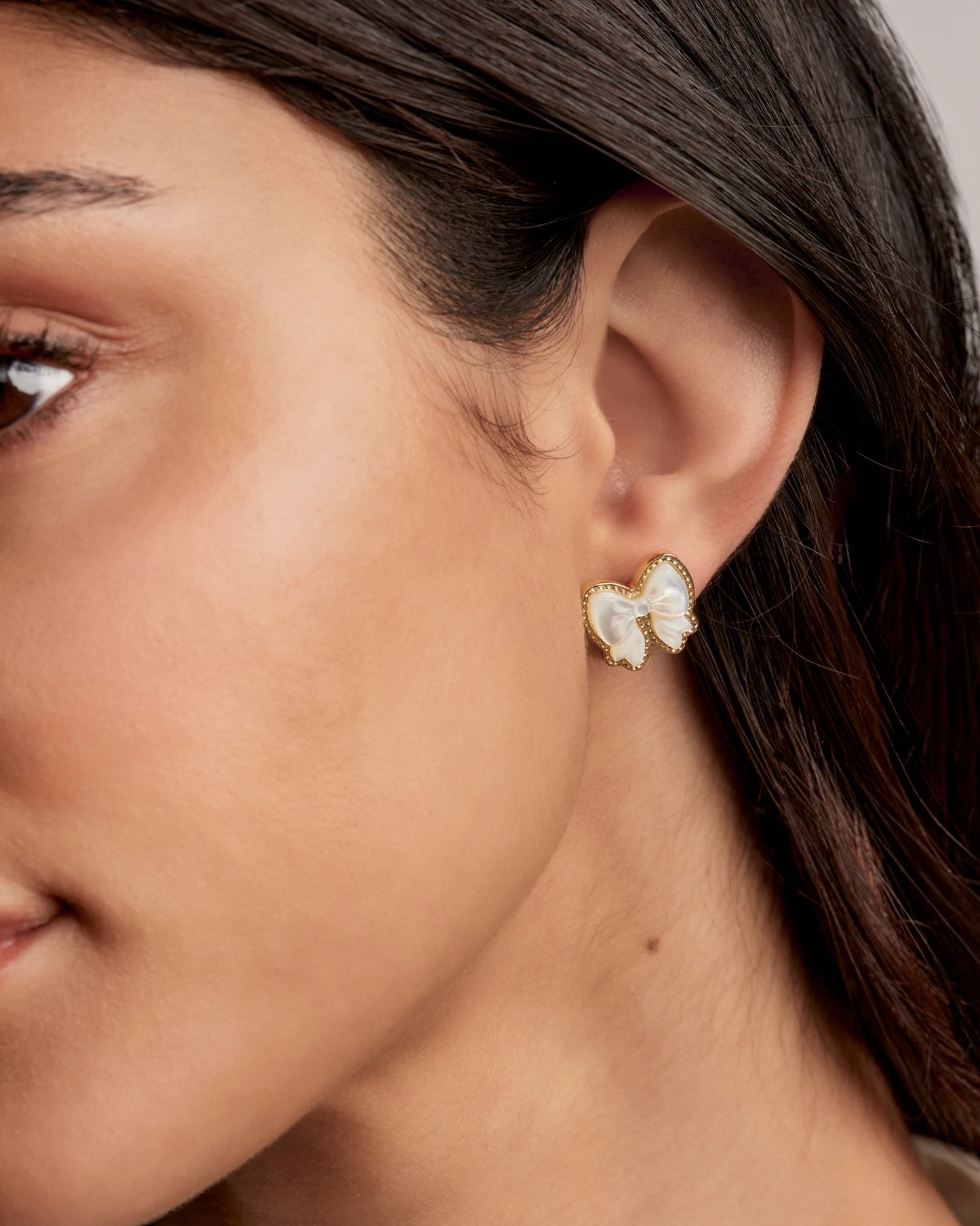 Kendra Scott Haley Bow Stud Earring Gold Ivory Mother Of Pearl