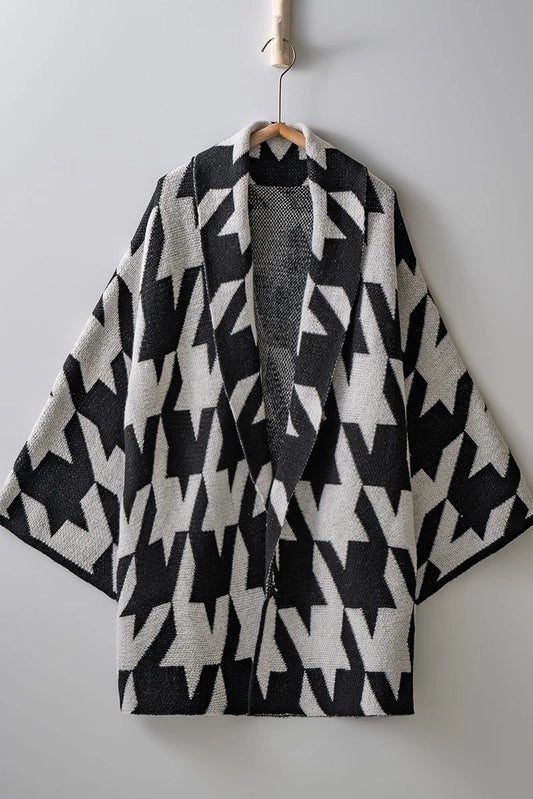 Chunky Houndstooth Cardigan