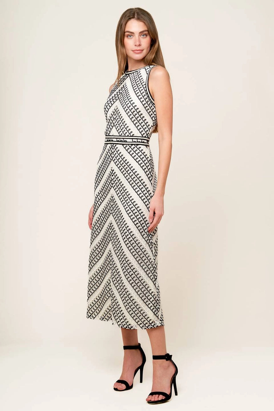 Ivory Black Crochet Dress
