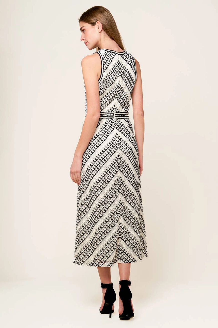 Ivory Black Crochet Dress