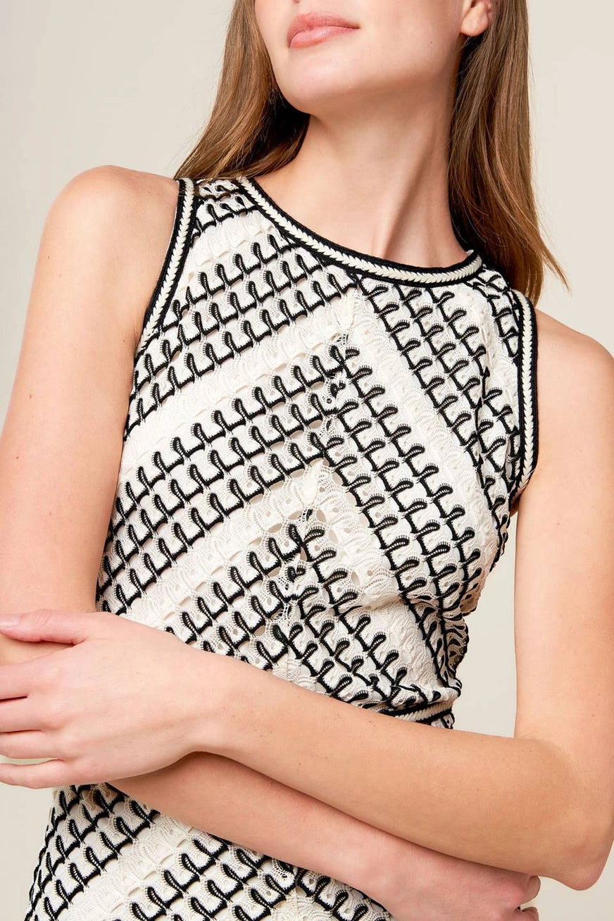 Ivory Black Crochet Dress